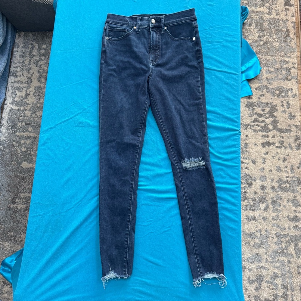 Express Midnight Blue Distressed Skinny Jeans